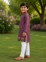 Boys Traditional Kurta Pyjama Set - Purple (Style BK144)