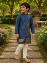 Boys Traditional Kurta Pyjama Set - Blue (Style BK146)