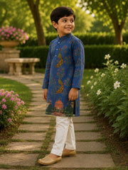 Boys Traditional Kurta Pyjama Set - Blue (Style BK146)