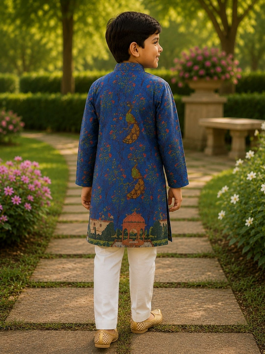 Boys Traditional Kurta Pyjama Set - Blue (Style BK146)