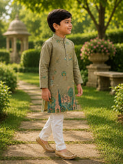 Boys Traditional Kurta Pyjama Set - Grey (Style BK147)