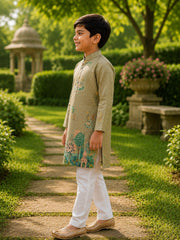 Boys Traditional Kurta Pyjama Set - Grey (Style BK147)