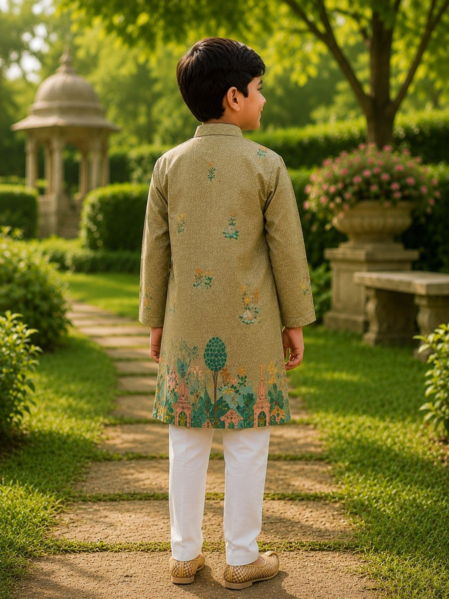 Boys Traditional Kurta Pyjama Set - Grey (Style BK147)