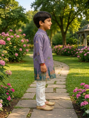Boys Traditional Kurta Pyjama Set - Lavender (Style BK148)