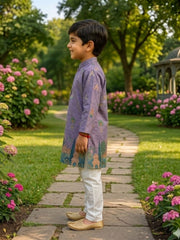 Boys Traditional Kurta Pyjama Set - Lavender (Style BK148)