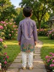 Boys Traditional Kurta Pyjama Set - Lavender (Style BK148)