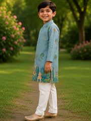 Boys Traditional Kurta Pyjama Set - Blue (Style BK149)