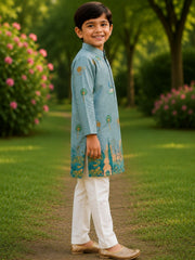 Boys Traditional Kurta Pyjama Set - Blue (Style BK149)