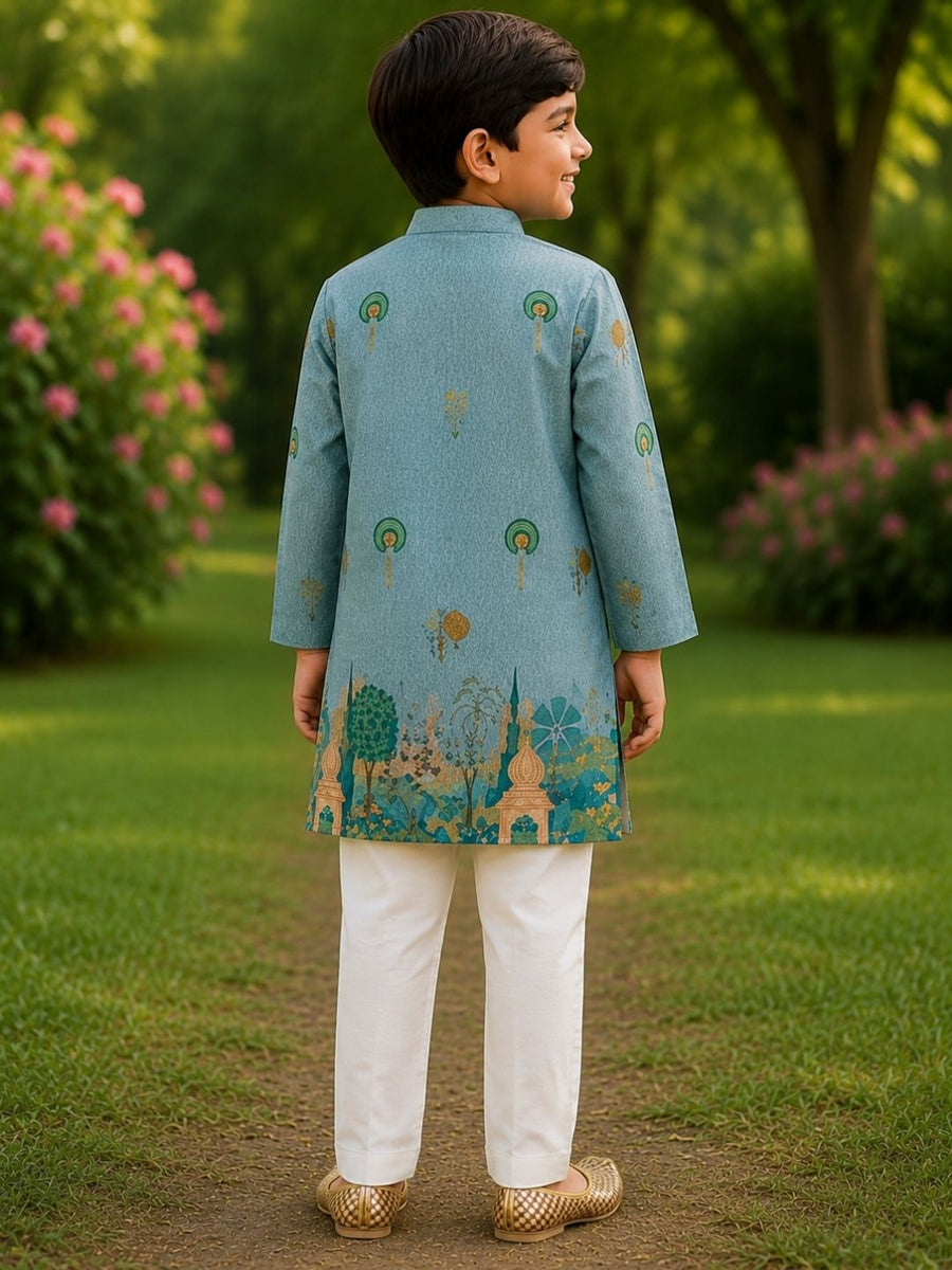 Boys Traditional Kurta Pyjama Set - Blue (Style BK149)