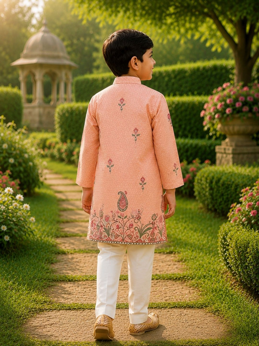 Boys Traditional Kurta Pyjama Set - Light Pink (Style BK150)