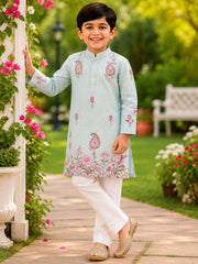 Boys Traditional Kurta Pyjama Set - Light Blue (Style BK151)