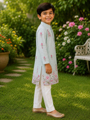 Boys Traditional Kurta Pyjama Set - Light Blue (Style BK151)
