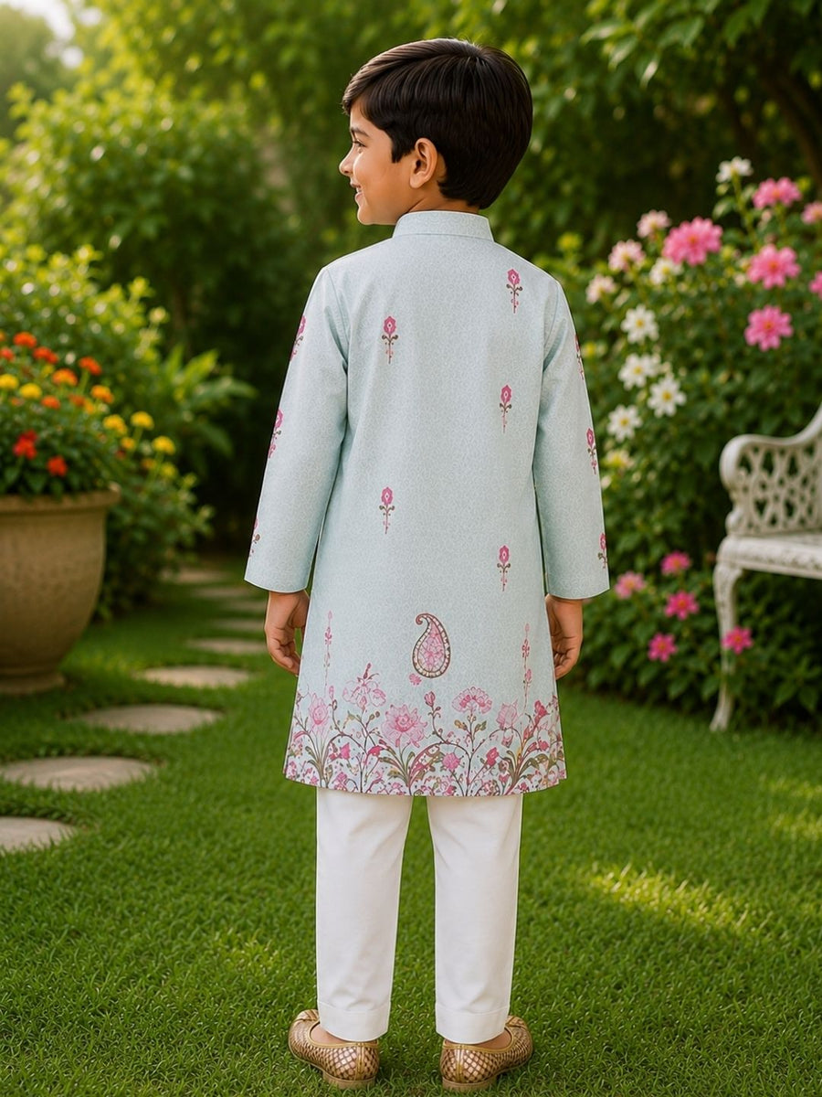 Boys Traditional Kurta Pyjama Set - Light Blue (Style BK151)