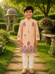Boys Traditional Kurta Pyjama Set - Pink (Style BK152)