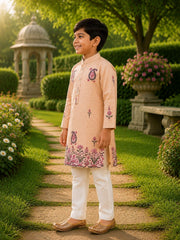 Boys Traditional Kurta Pyjama Set - Pink (Style BK152)