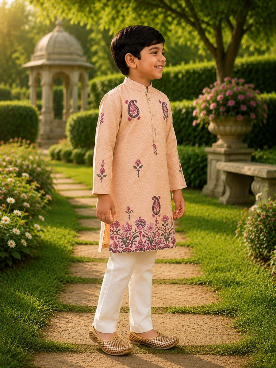 Boys Traditional Kurta Pyjama Set - Pink (Style BK152)