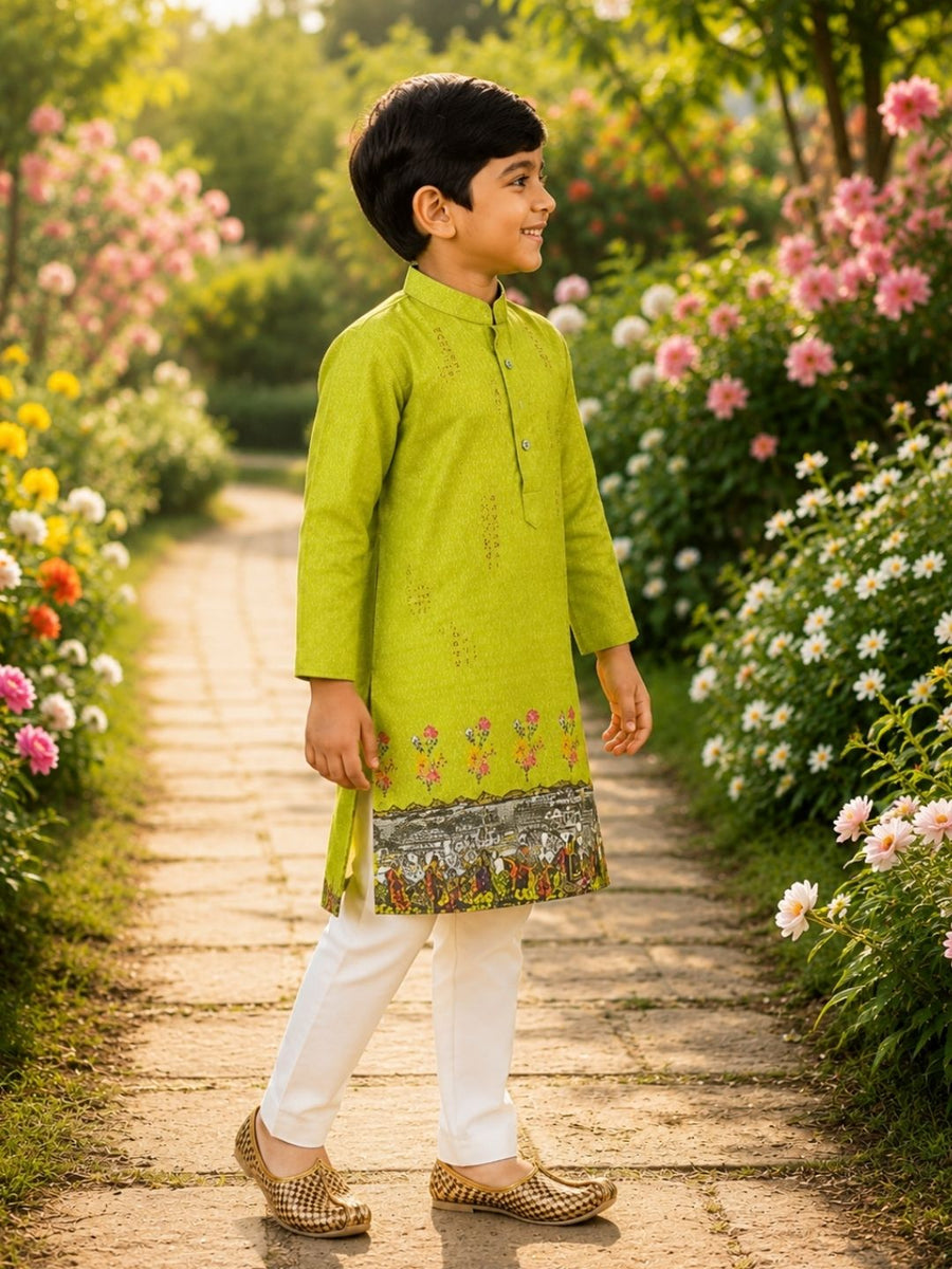 Boys Traditional Kurta Pyjama Set - Green (Style BK153)