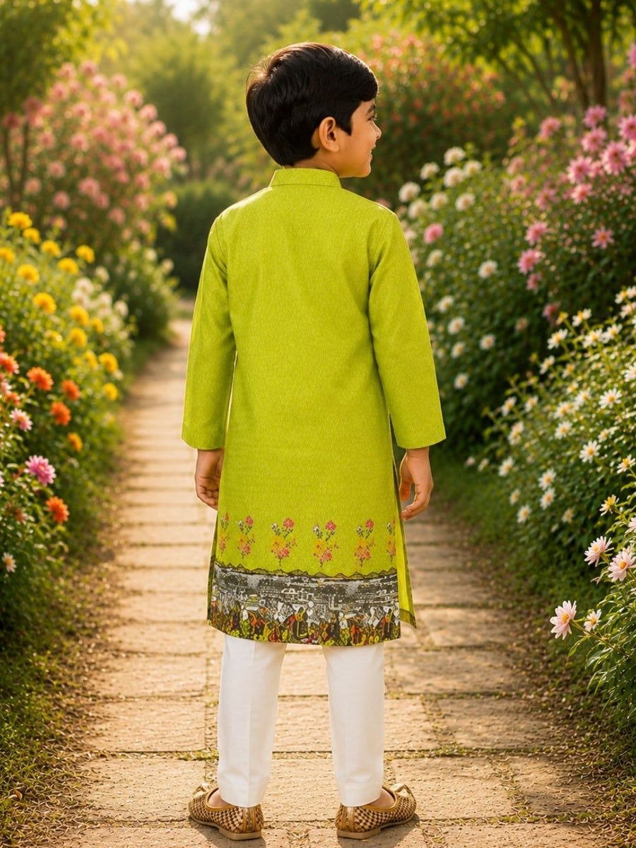 Boys Traditional Kurta Pyjama Set - Green (Style BK153)