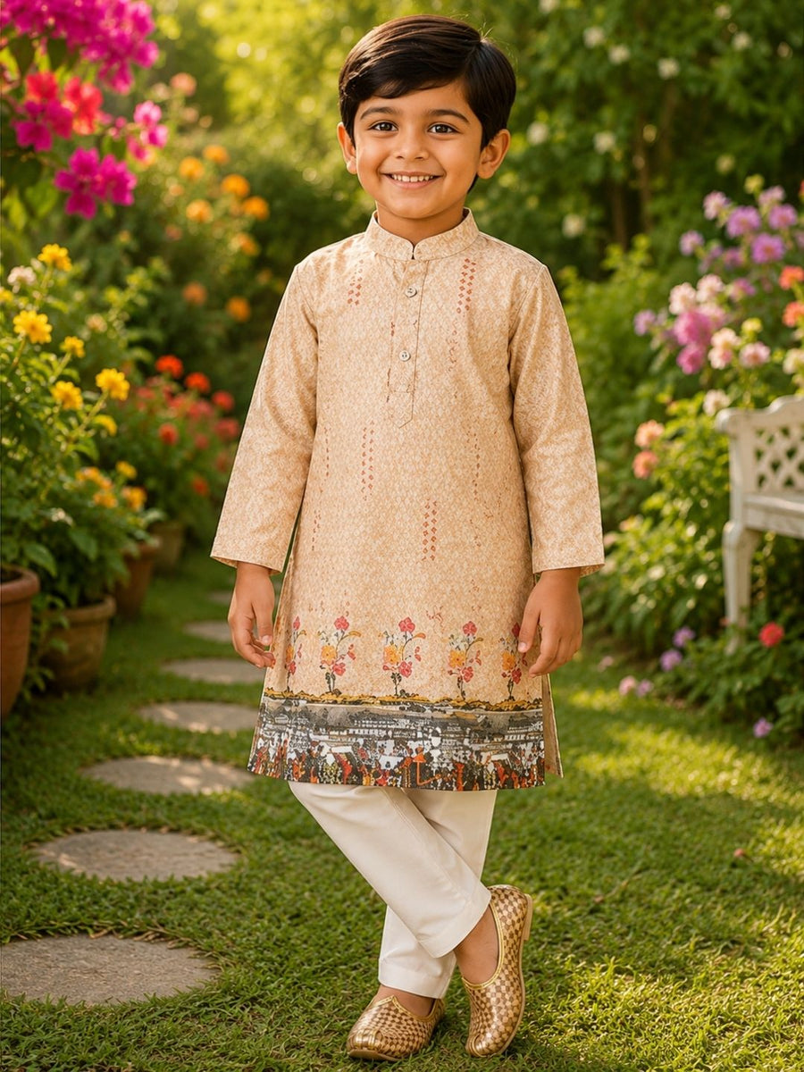 Boys Traditional Kurta Pyjama Set - Pink (Style BK154)