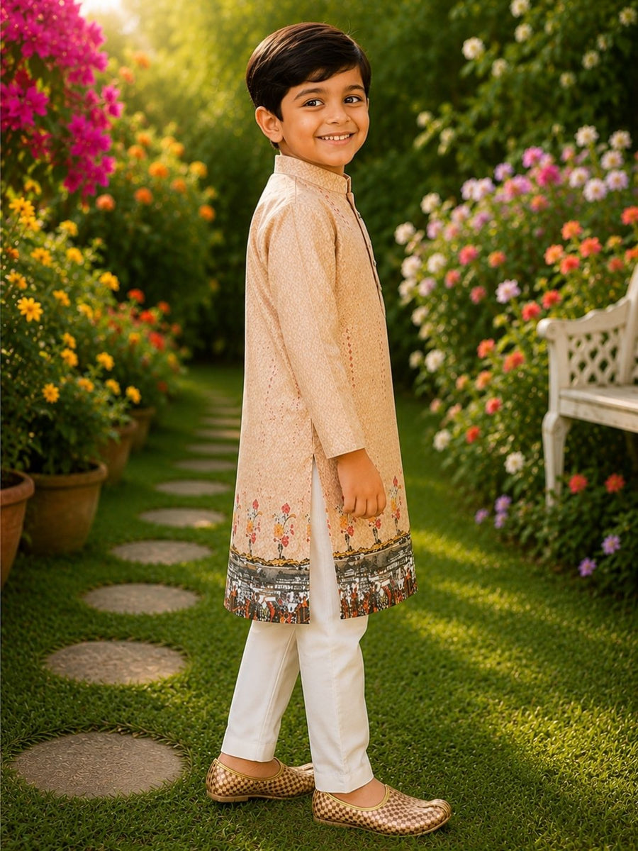 Boys Traditional Kurta Pyjama Set - Pink (Style BK154)