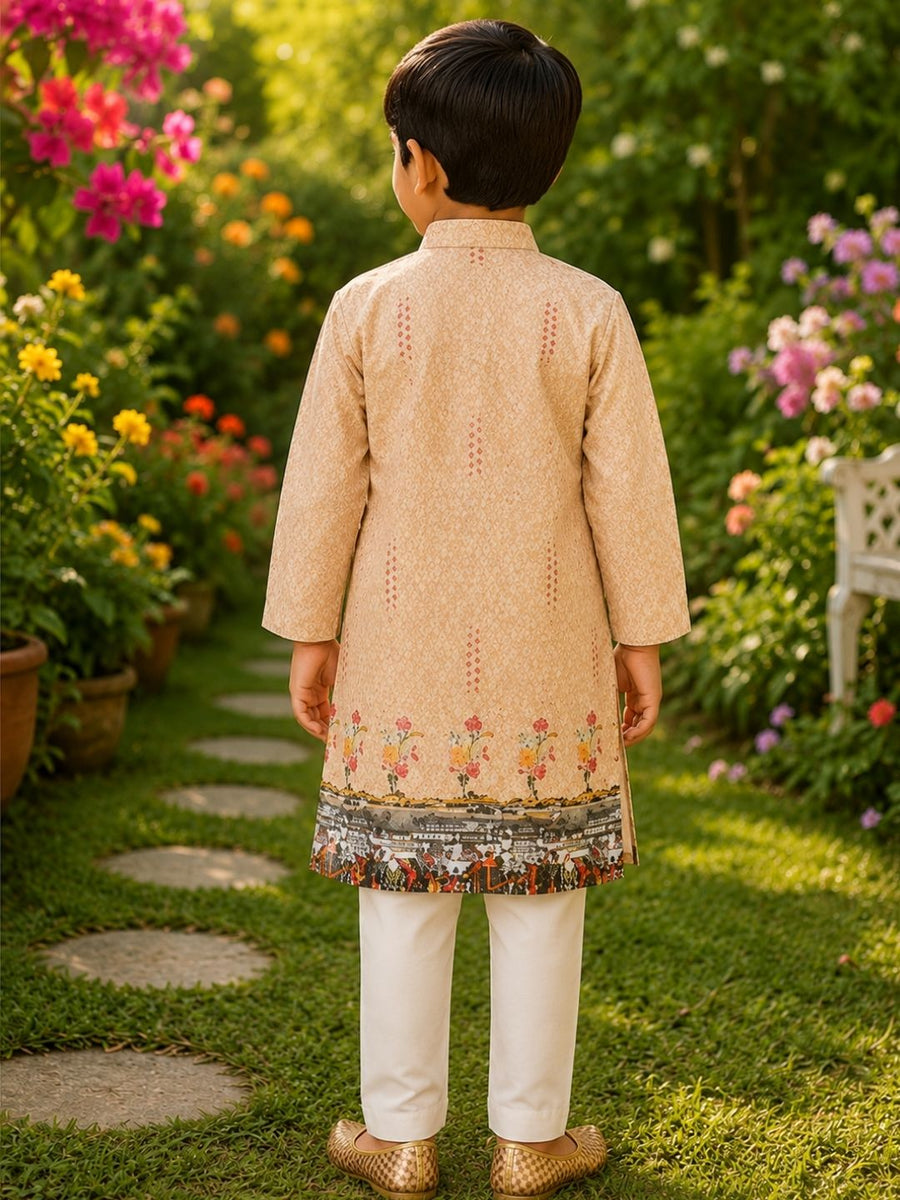 Boys Traditional Kurta Pyjama Set - Pink (Style BK154)