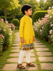 Boys Traditional Kurta Pyjama Set - Yellow (Style BK155)