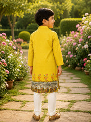 Boys Traditional Kurta Pyjama Set - Yellow (Style BK155)