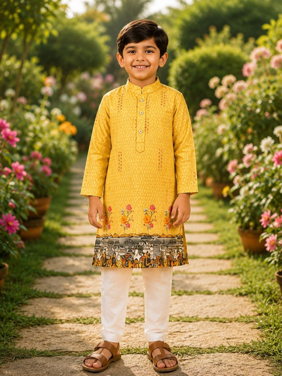 Boys Traditional Kurta Pyjama Set - Orange (Style BK156)