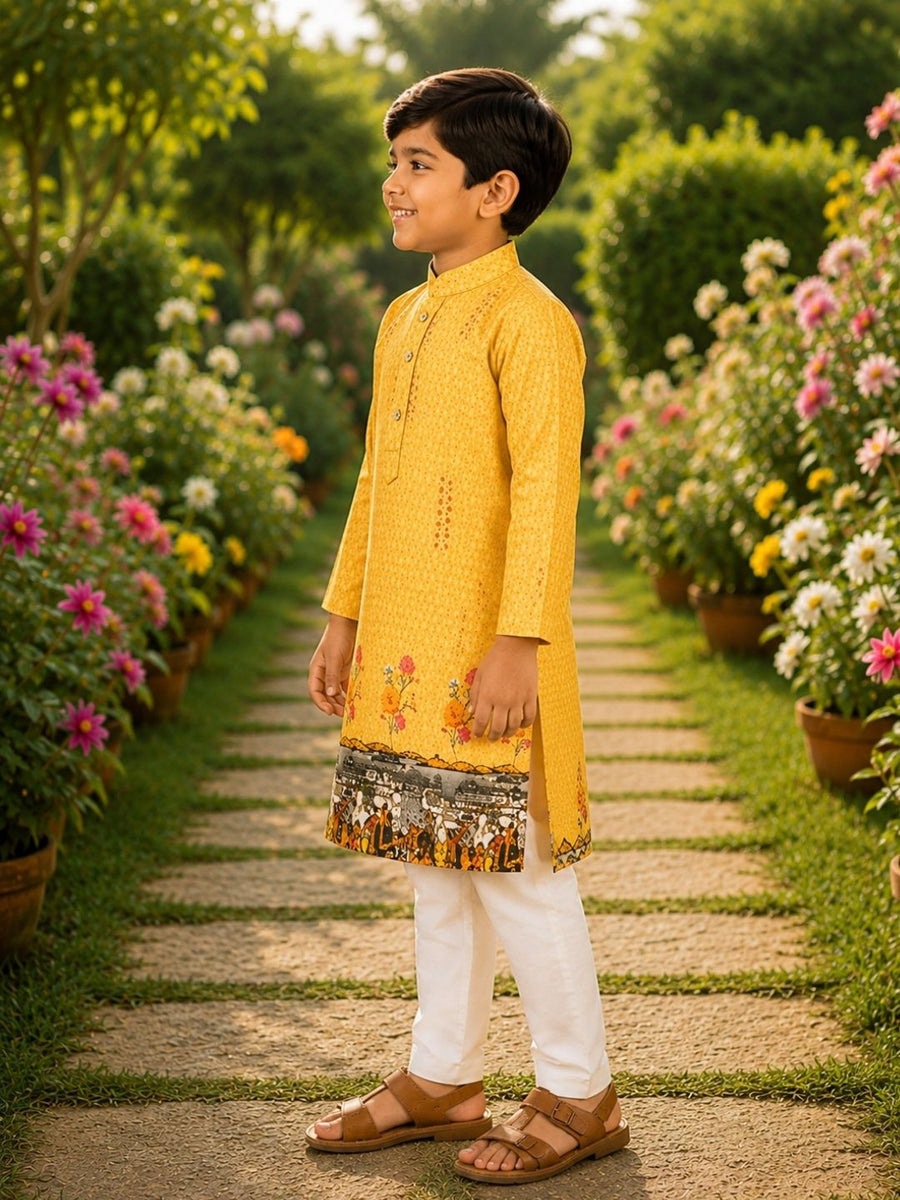 Boys Traditional Kurta Pyjama Set - Orange (Style BK156)