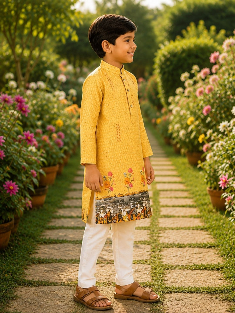 Boys Traditional Kurta Pyjama Set - Orange (Style BK156)