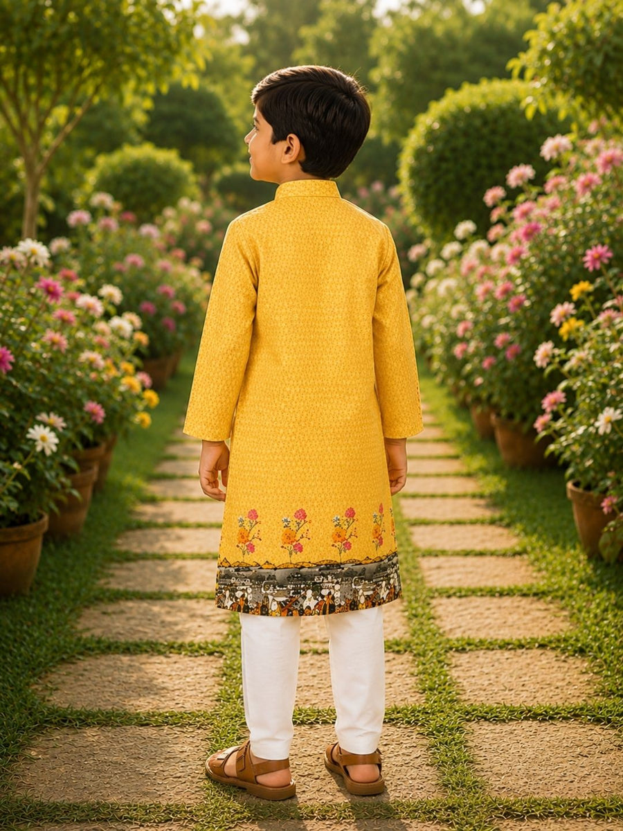 Boys Traditional Kurta Pyjama Set - Orange (Style BK156)