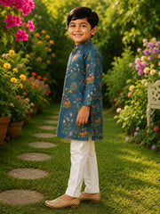 Boys Traditional Kurta Pyjama Set - Blue (Style BK157)