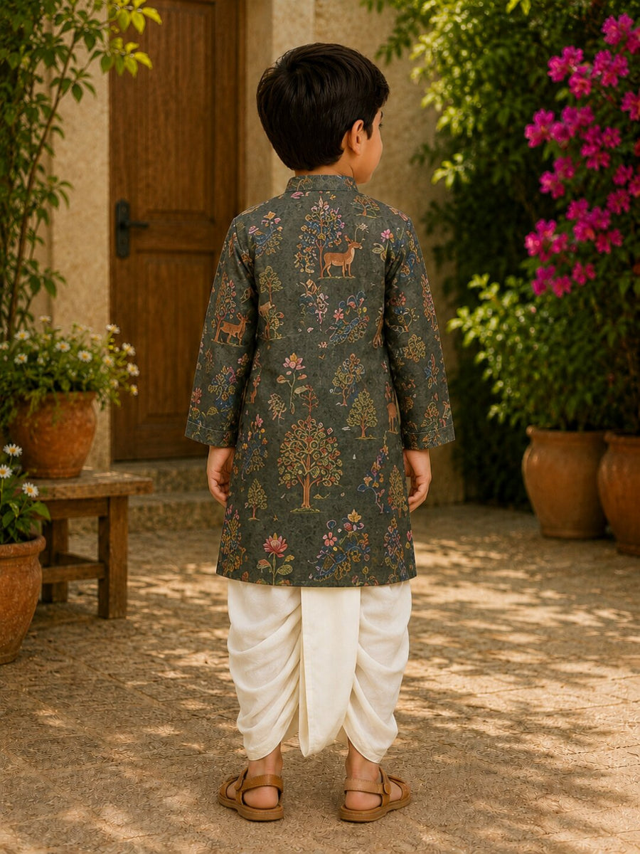 Boys Festive Kurta Dhotipant Set - Grey (Style BK158)