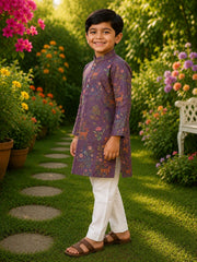 Boys Traditional Kurta Pyjama Set - Purple (Style BK159)