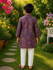 Boys Traditional Kurta Pyjama Set - Purple (Style BK159)