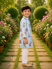 Boys Traditional Kurta Pyjama Set - Blue (Style BK160)