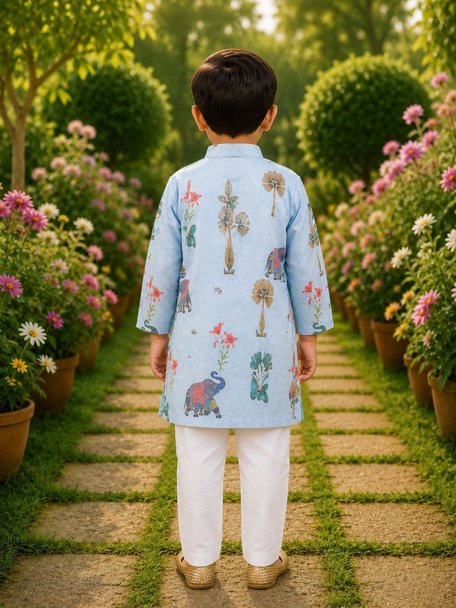 Boys Traditional Kurta Pyjama Set - Blue (Style BK160)