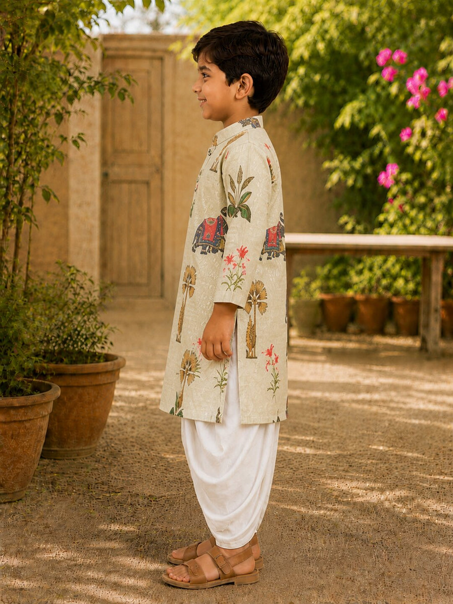 Boys Festive Kurta Dhotipant Set - Pastel Sage (Style BK161)