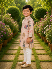 Boys Traditional Kurta Pyjama Set - Pink (Style BK162)