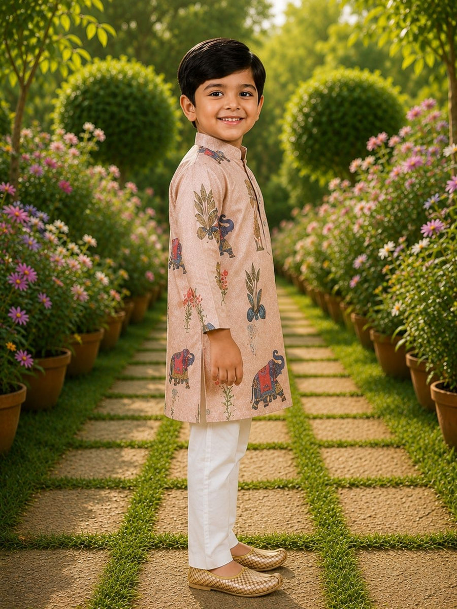 Boys Traditional Kurta Pyjama Set - Pink (Style BK162)