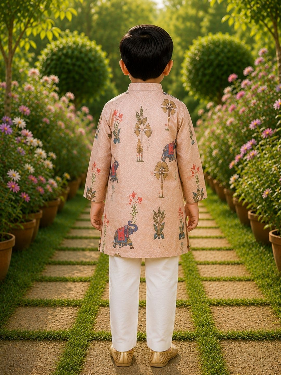 Boys Traditional Kurta Pyjama Set - Pink (Style BK162)