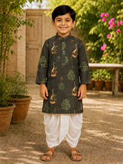 Boys Festive Kurta Dhotipant Set - Dark Grey (Style BK163)
