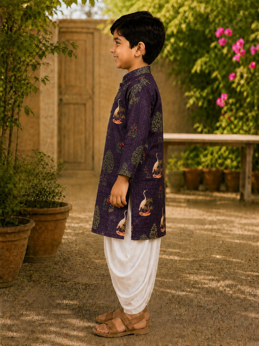 Boys Festive Kurta Dhotipant Set - Purple (Style BK164)