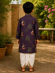 Boys Festive Kurta Dhotipant Set - Purple (Style BK164)