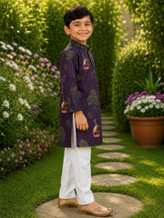 Boys Traditional Kurta Pyjama Set - Purple (Style BK164)