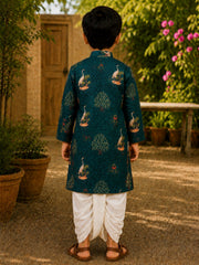 Boys Festive Kurta Dhotipant Set - Peacock Green (Style BK165)