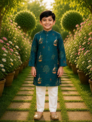 Boys Traditional Kurta Pyjama Set - Peacock Green (Style BK165)