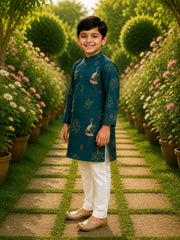 Boys Traditional Kurta Pyjama Set - Peacock Green (Style BK165)