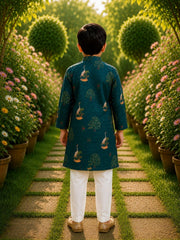 Boys Traditional Kurta Pyjama Set - Peacock Green (Style BK165)