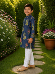 Boys Traditional Kurta Pyjama Set - Royal Navy (Style BK166)